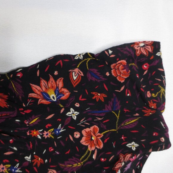 OLD NAVY womens BLOUSE black FLORAL top BOHO flutter sleeve RED purple SIZE M - Picture 5 of 7